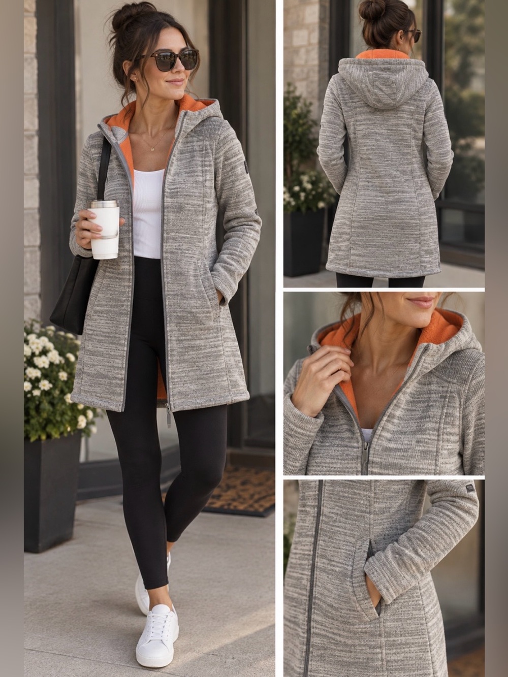 Bench Wool Blend Orange Fleece Lined Long Shacket (S)